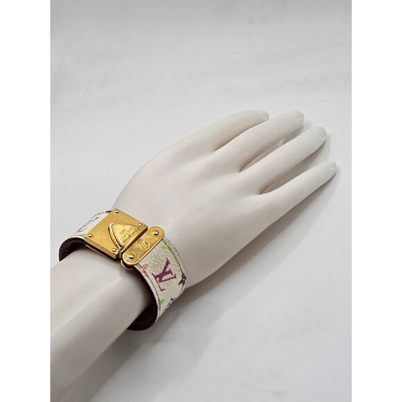 Louis Vuitton Gold-tone Multicolor Leather Koala Lock Bracelet - Picture 12 of 15